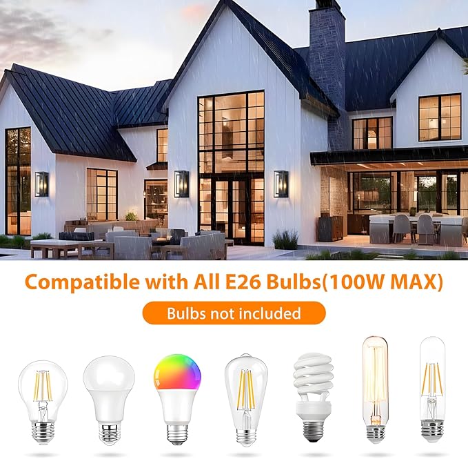 14" Outdoor Wall Lights Fixtures, Waterproof Outdoor Wall Lantern Modern Front - Image 2