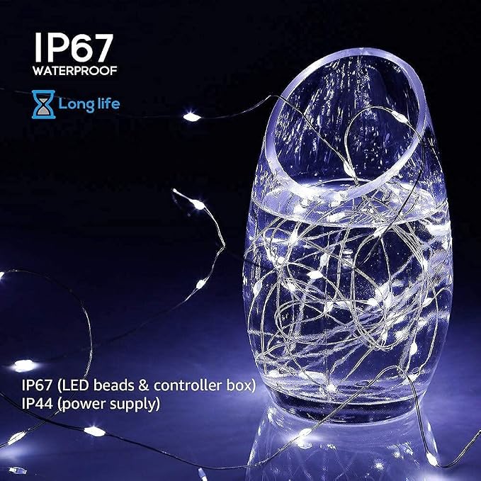 2 Pack Solar Powered Fairy String Lights Outdoor Waterproof 8 Modes Twinkle - Image 3