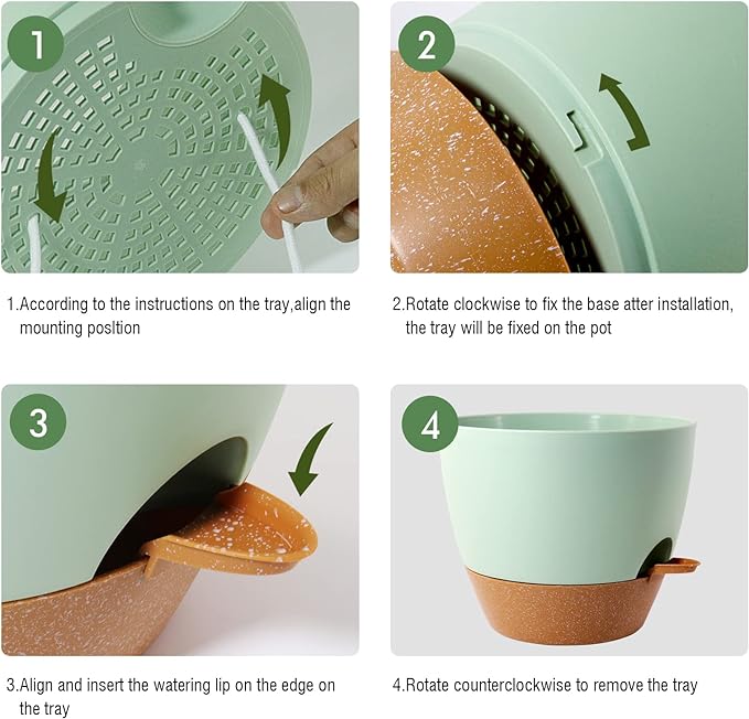 12 inch Large Self Watering Pots, Plastic Planters - Image 4