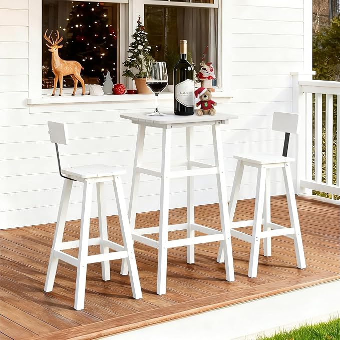 Bar Height Chairs Set of 2, HDPE Bar Height Outdoor Chairs, Weather Resistance - Image 7