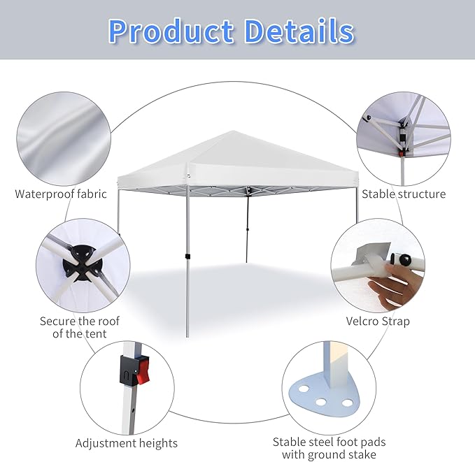 Pop Up Canopy Tent 8X8 FT, Easy Set-up Sade, Instant Shelter w/Canopy Cover - Image 6