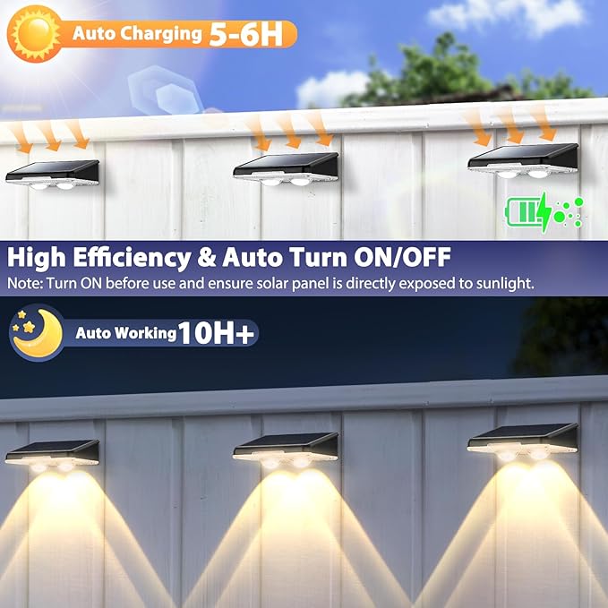 Solar Lights Outdoor Waterproof 4-Pack, Backyard LED Fence Lighting Outside - Image 3