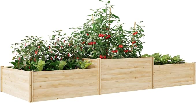 AMERLIFE 2 Tier Raised Garden Bed, Mortise & Tenon Structure 23 Inch Depth Fir by AMERLIFE