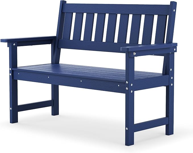 LUE BONA Outdoor Bench, 2-Person HDPS Garden Bench, Outdoor Benches Weatherproof by LUEBONA