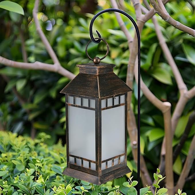 18'' Glass Solar Lantern Outdoor Waterproof, Large Hanging Solar Lanterns - Image 2