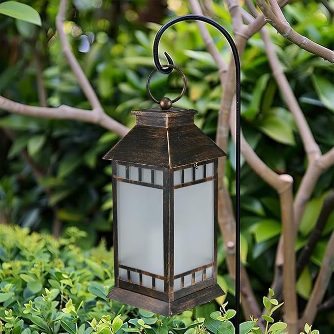 18'' Glass Solar Lantern Outdoor Waterproof, Large Hanging Solar Lanterns - Image 4