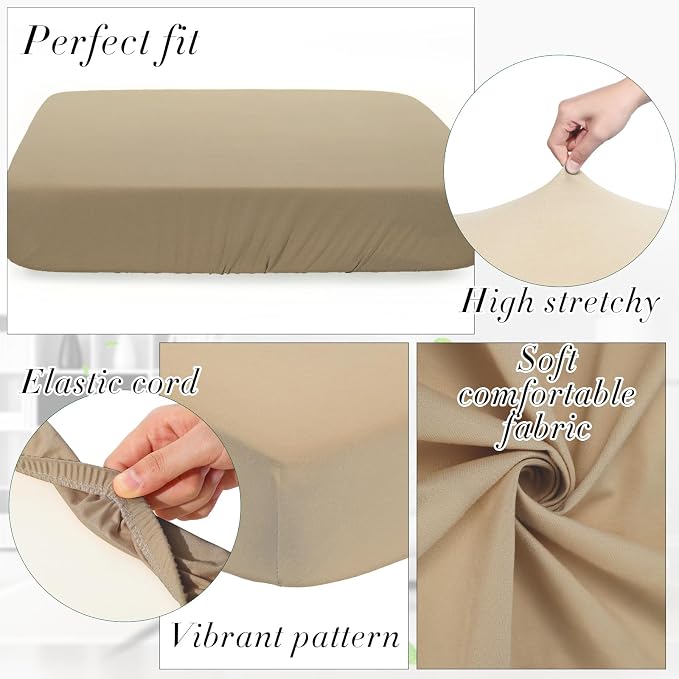 Newwiee 8Pcs Patio Cushion Covers Stretch Outdoor Cushion Cover Replacement - Image 3