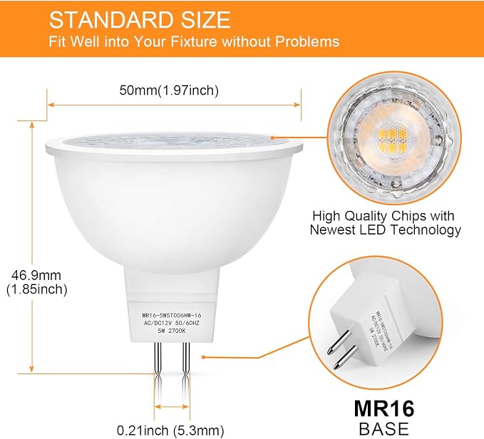 Mlambert 36 Pack MR16 LED Bulbs 50W Halogen Equivalent, 2700K Warm White - Image 6