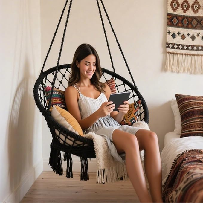 Goutime Hammock Chair, Macrame Hanging Indoor Swing Chairs - Image 5