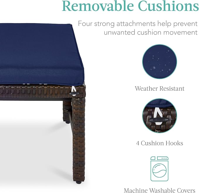 Best Choice Products Set of 2 Wicker Ottomans, Additional Seating, Side Table - Image 6