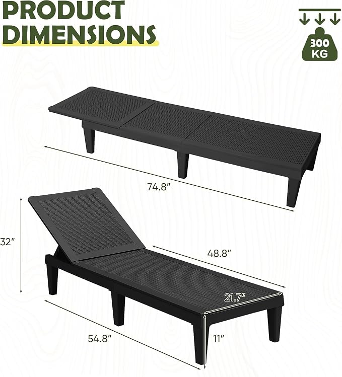 Devoko Outdoor Chaise Lounge Chair Set of 4 - Image 3