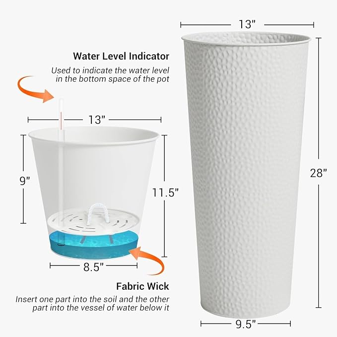 Worth 2 Pack 28" Tall Narrow Metal Planter - Image 2
