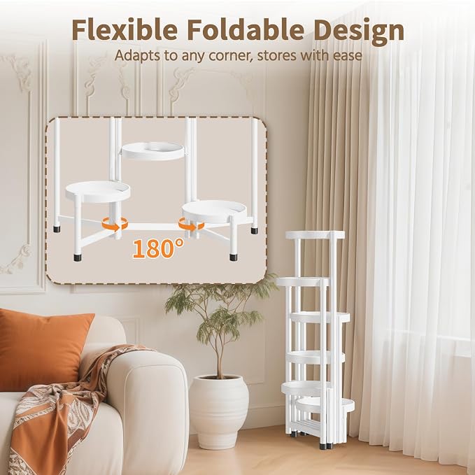 LASZOLA 6 Tiered Folding Tall Plant Stand Indoor - Image 2