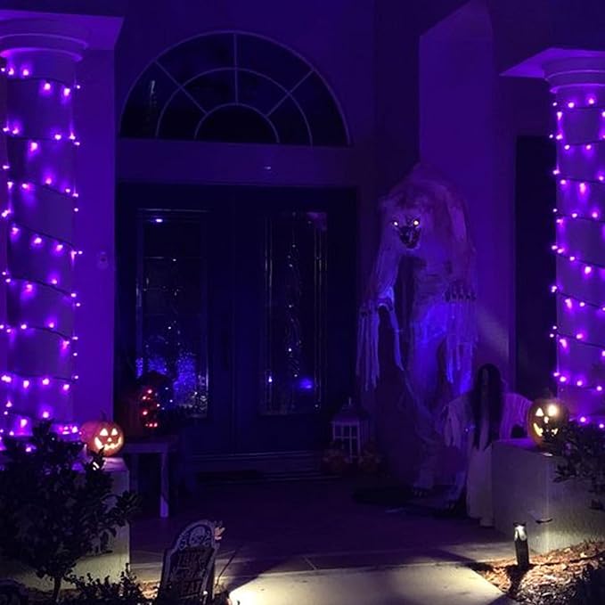 TW SHINE Purple Halloween Lights, 2 Pack 20FT 100 Count Incandescent Halloween - Image 5