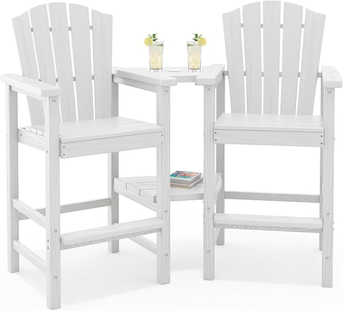 KINGYES Embossed Balcony Chair, Tall Adirondack Chair Set of 2, All Weather by KINGYES