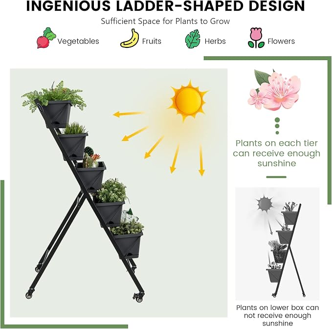 Giantex Vertical Raised Garden Bed on Wheels, Elevated Planter Raised Beds - Image 7