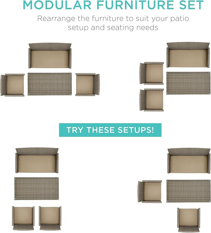 Best Choice Products 4-Piece Outdoor Wicker Patio Conversation Furniture Set - Image 2