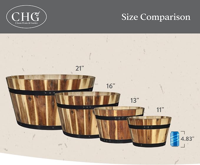 Classic Home and Garden Outdoor Whiskey Resin Flower Pot Barrel Planter - Image 6