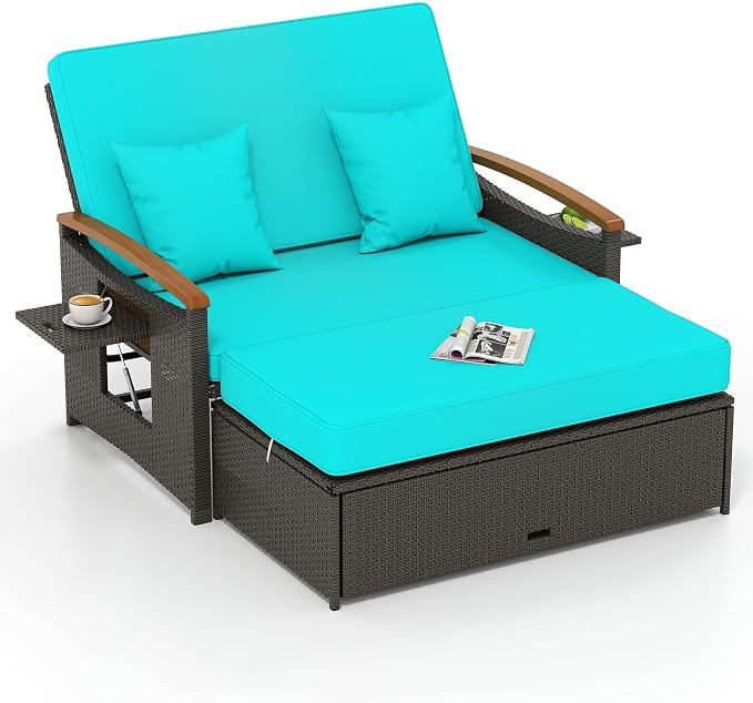 Tangkula Patio Rattan Daybed by TANGKULA