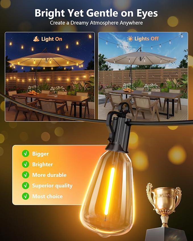Brightown 175FT Solar String Lights Outdoor Waterproof - Image 2