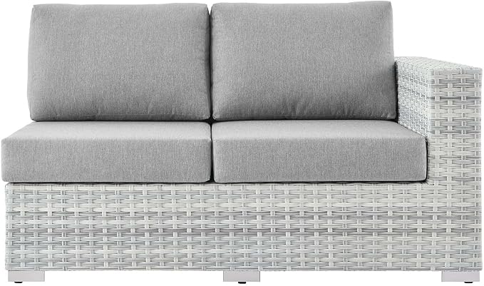 Modway Convene Wicker Rattan Outdoor Patio Right-Arm Loveseat in Light Gray Gray - Image 5