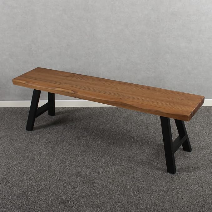 MBQQ 55 inch Outdoor Soild Wood Bench, Patio Picnic Bench, Oil Finished - Image 7