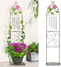 Plant Stands with Garden Trellis, 48” Metal Standing Wind Chimes Plant Pot by LEWIS%26WAYNE