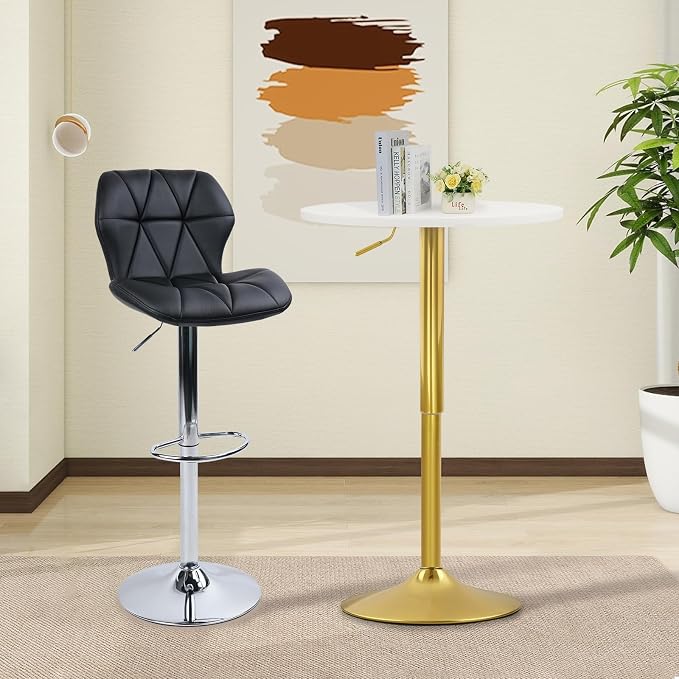 CLATINA Round Bar Pub Tables Set of 8, 360° Swivel High Top Cocktail Table - Image 6