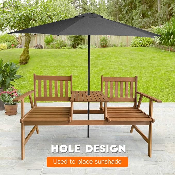 FDW Outdoor Patio Bench Wood Garden Bench Park Bench Acacia Wood - Image 4