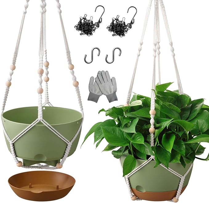 10 Inch Hanging Planters for Indoor Plants, Outdoor Hanging Plant Pot by TIMOSUKI