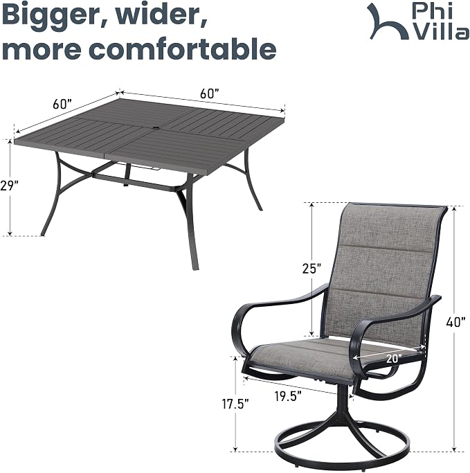 PHI VILLA 9 Pcs Patio Dining Set - Image 7