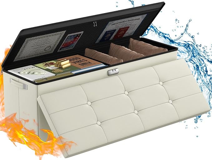 ENGPOW Storage Ottoman, Fireproof Folding Bench by ENGPOW