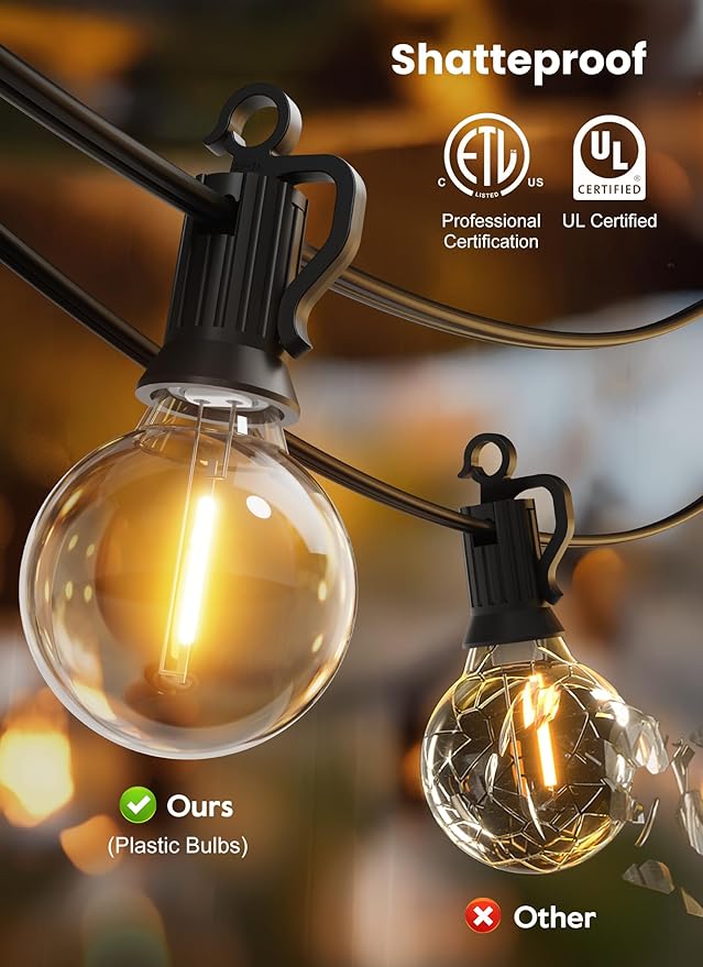 Brightown 30FT LED Outdoor String Lights, Plug-in Waterproof Patio Lights - Image 6