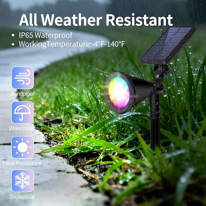 Solar Spot Lights Outdoor Waterproof, 18 LED Solar Powered Landscape Lighting - Image 2