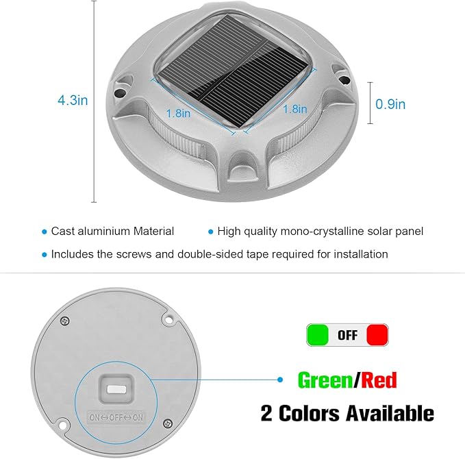 VOLISUN Christmas Solar Driveway Lights Dock Marine Lights 4 Pack, 2 Colors in 1 - Image 5
