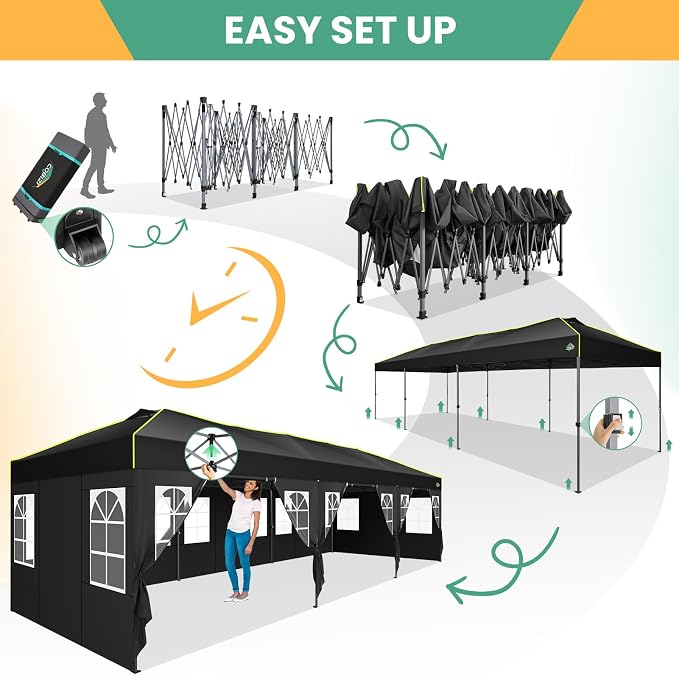 COBIZI 10x30 Pop Up Canopy Tent, Wedding Party Tent - Image 2