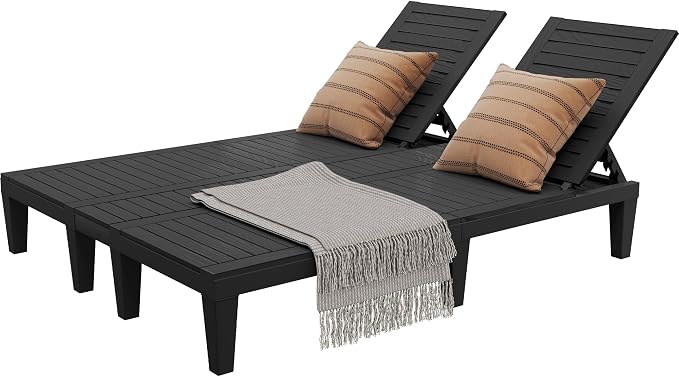 YITAHOME Pool Lounge Chairs Set, 2-in-1 Outdoor Chaise Lounge W/5-Position by YITAHOME