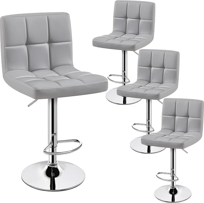 Yaheetech Bar Stools Set of 4, PU Leather Adjustable Barstools, Modern Counter by Yaheetech