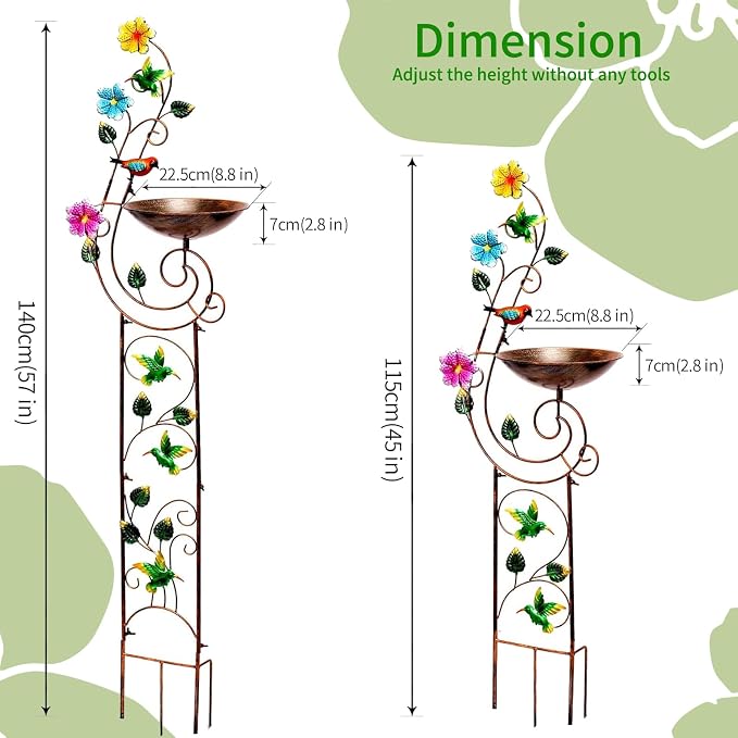 57" Height Metal Bird Bath - Image 3
