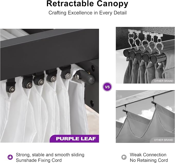 PURPLE LEAF 10' x 10' Outdoor Retractable Pergola - Image 3