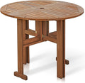 Furinno FG17035 Tioman Hardwood Patio Furniture Gateleg Round Table in Teak Oil by Furinno-FitsYourSpaceFitsYourBudget