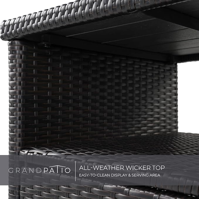 Grand patio Wicker Storage Cabinet Outdoor Waterproof Buffet Cabinet Patio Bar - Image 8