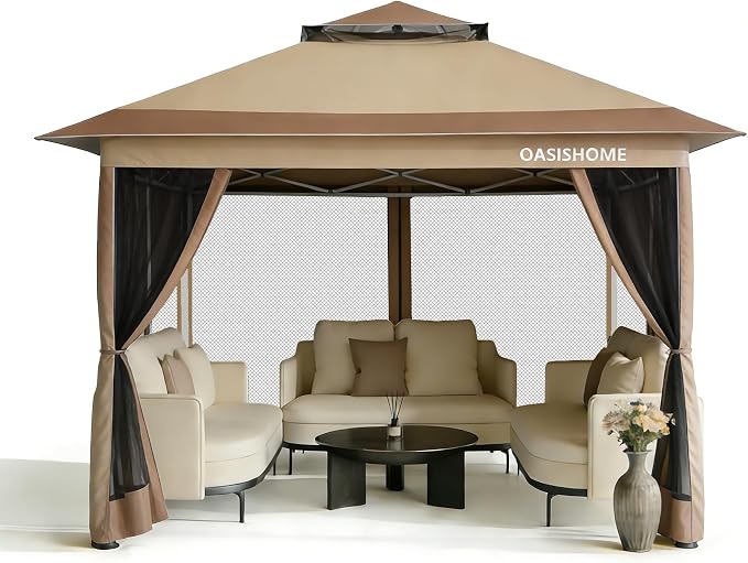OASISHOME Pop-up Gazebo Portable Instant Canopy Tent 12x12, One-Push Locking by OASISHOME