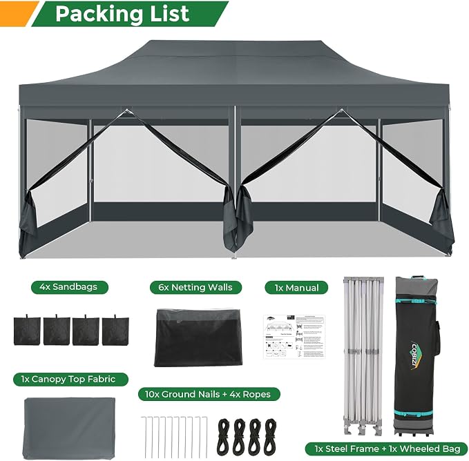 COBIZI 10x20 Heavy Duty Pop Up Canopy Tent - Image 8