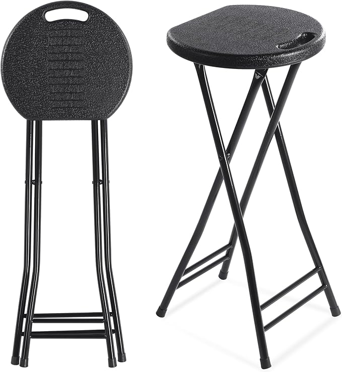 Suzile 2 Pcs Tall Folding Chair Portable Plastic Stool Chair Heavy Duty by Suzile