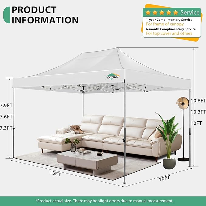 COBIZI 10x15 Heavy Duty Pop Up Canopy Tent - Image 6