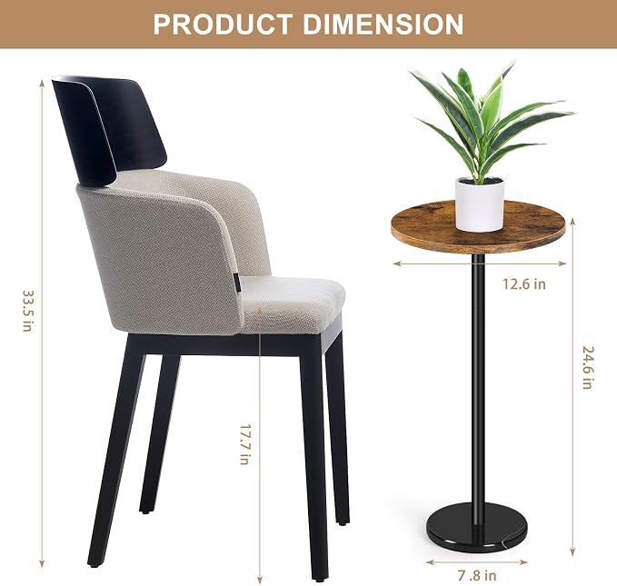 OYEAL Drink Side Table Small Round Cocktail Table - Image 2