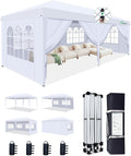 10x20 Pop Up Canopy Tent with 6 Removable Sidewalls, One-Push Center Lock Design by ACEPICOutdoor