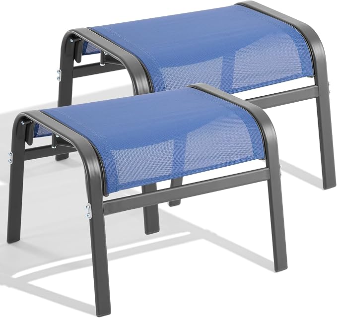 ONBRILL Outdoor Ottoman Set of 2, All Weather Outdoor Foot Stool by ONBRILL
