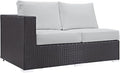 Modway Convene Wicker Rattan Outdoor Patio Left Arm Loveseat in Espresso White by Modway